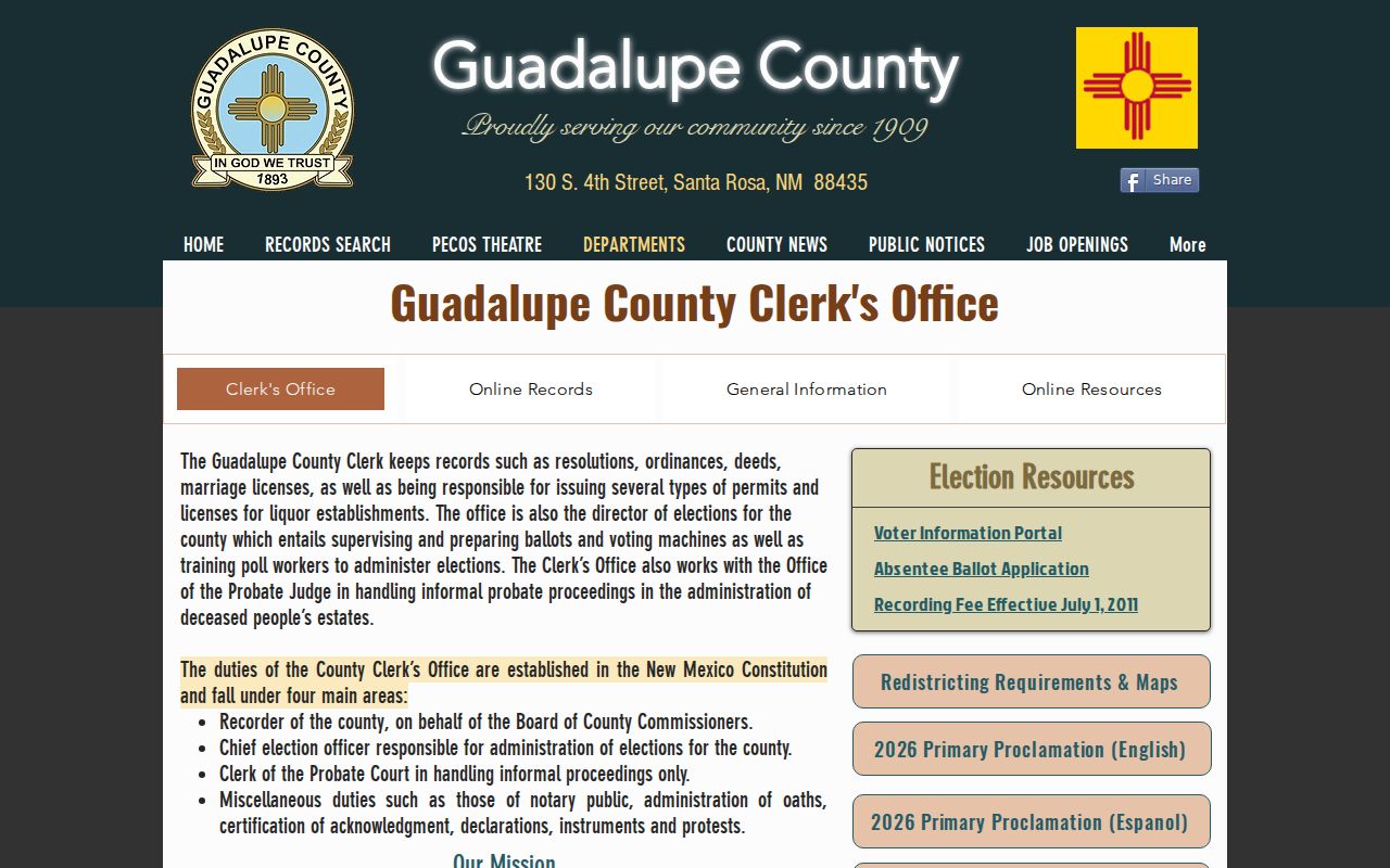 Guadalupe County criminal record office at Historic Route 66